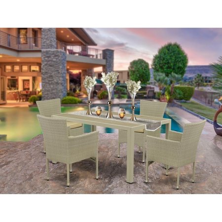 INVERNADERO 5 Piece Jubi Outdoor-furniture Natural Color Wicker Dining Set - Natural IN2246787